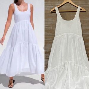 AYR The Magic Hour Dress White Tiered Beachy Boho Western Casual Womens S